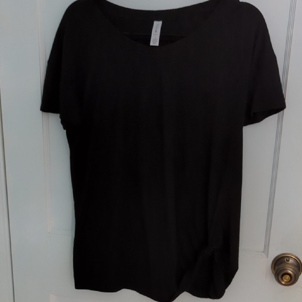 Idealogy Sz L Black Women's Short Sleeve Top with Side Tie